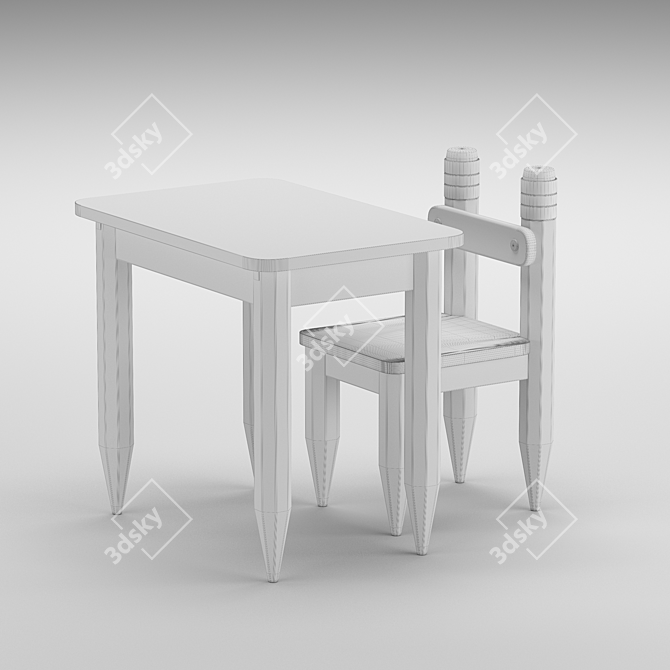 Colorful Pencils Kids Table & Chair Set 3D model image 3
