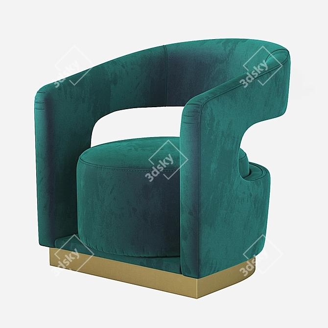 Ellen Accent Chair: Velvet Elegance 3D model image 3