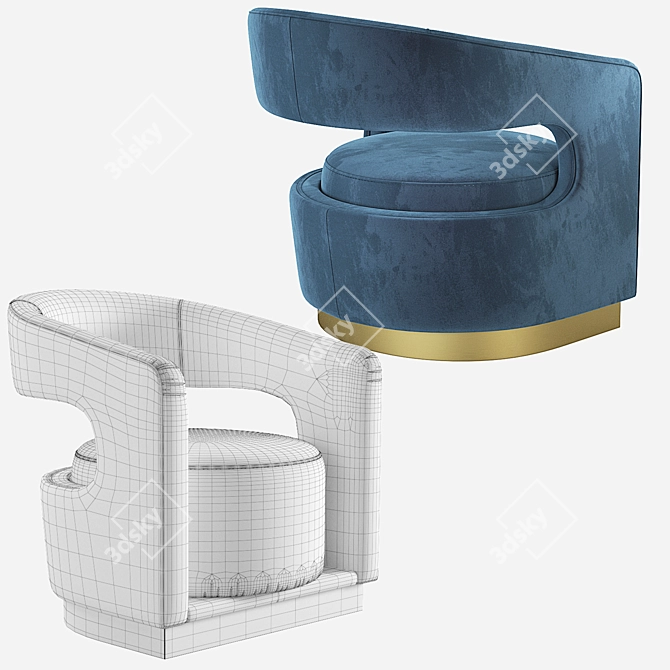 Ellen Accent Chair: Velvet Elegance 3D model image 5