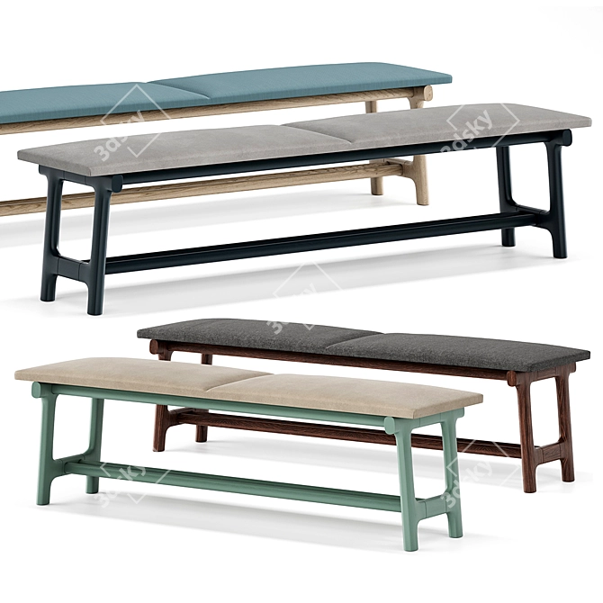 Sleek and Stylish Fushimi Bench 3D model image 1