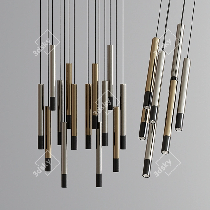 Modern Tube Pendant Chandelier 3D model image 2