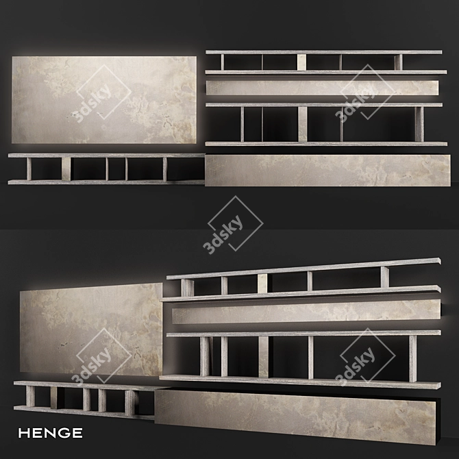 Henge Style Set Bookcase: Simplistic Elegance 3D model image 1