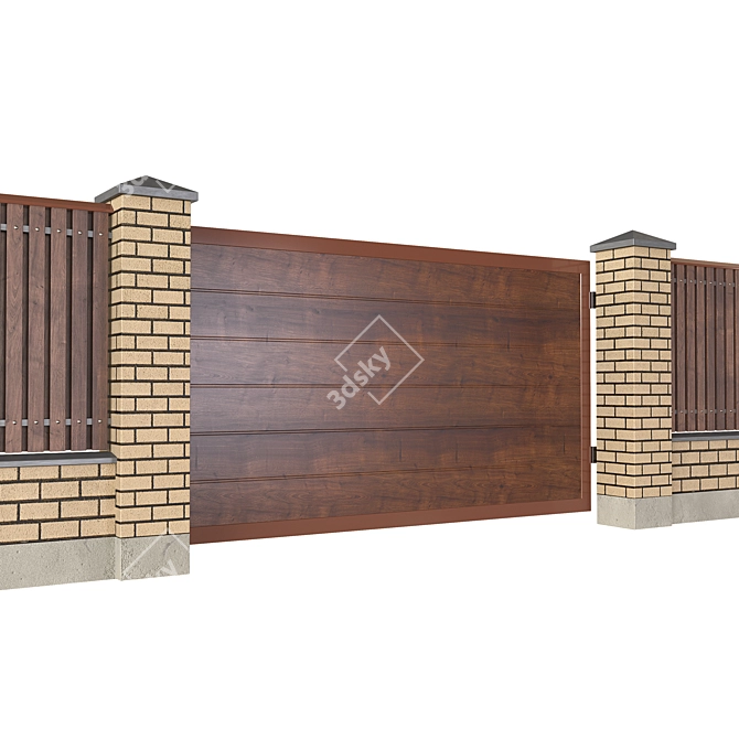 Versatile Brick Fence: Polys: 26k+, Corona Render, Multiple Formats 3D model image 2