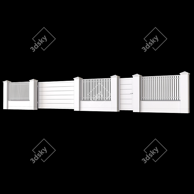 Versatile Brick Fence: Polys: 26k+, Corona Render, Multiple Formats 3D model image 3