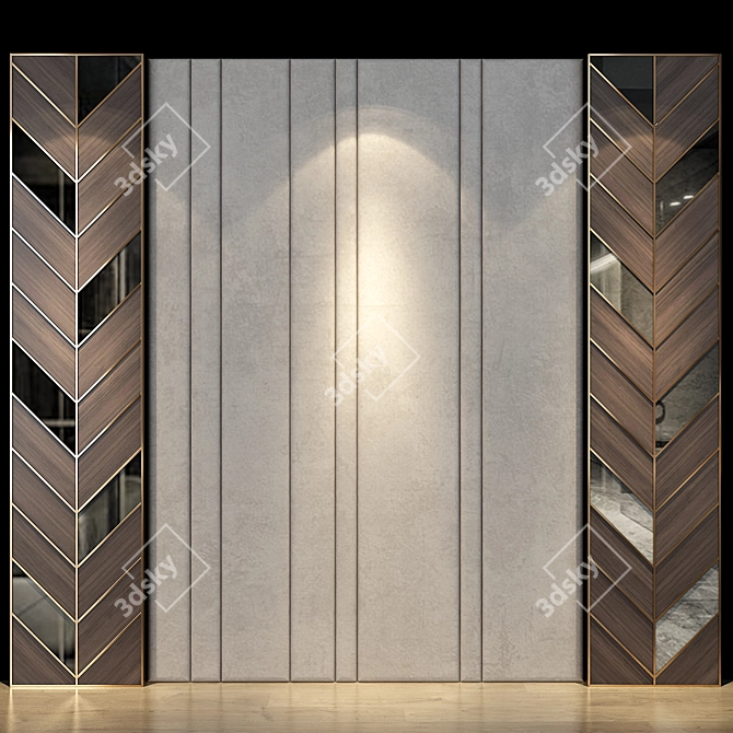 Modern Wood Wall Panel 3D model image 1