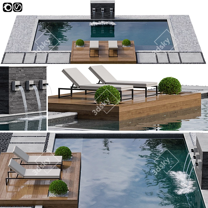 Luxury Pool 3D Model 3D model image 1