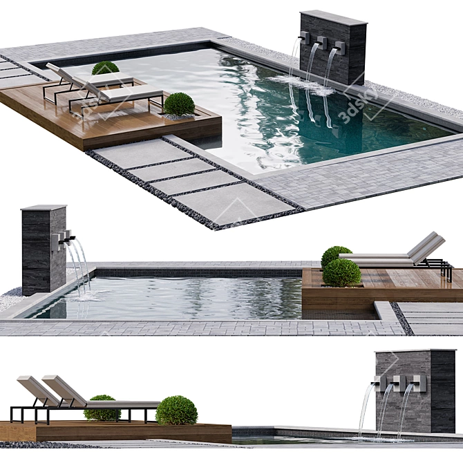 Luxury Pool 3D Model 3D model image 4