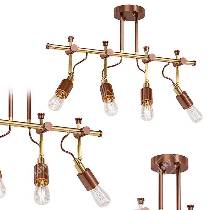 Elegant 4-Light Bronze Track Fixture 3D model image 1