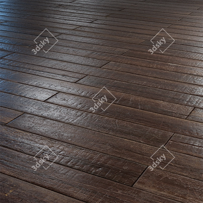 Vintage Brickbond Parquet: PBR Texture 3D model image 5