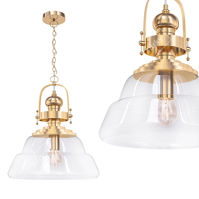 Elegant Antique Brass Pendant Light 3D model image 1