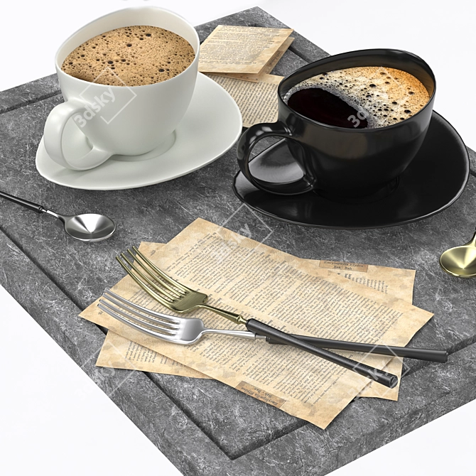 Vintage Coffee Cup Set 3D model image 3