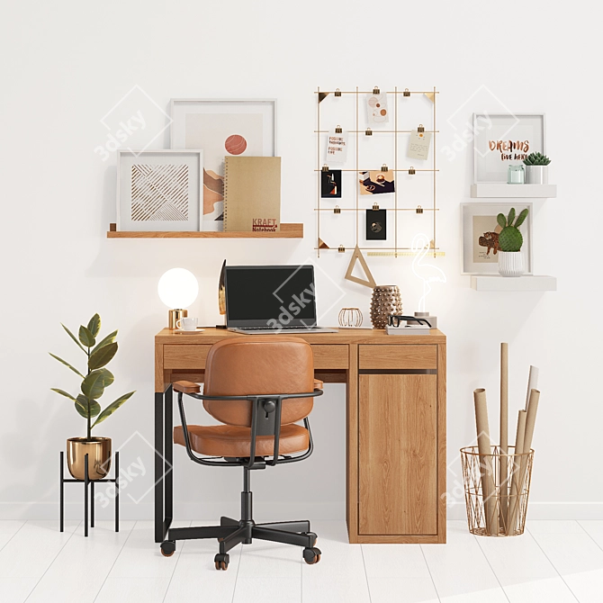 Ikea Office Oasis: Micke Table, Alefjall Chair & More 3D model image 2