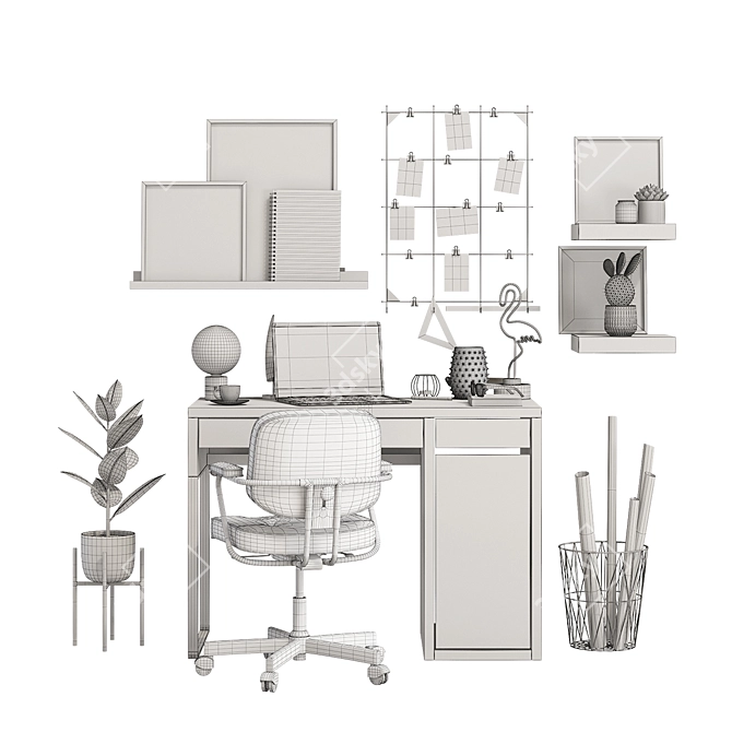 Ikea Office Oasis: Micke Table, Alefjall Chair & More 3D model image 4