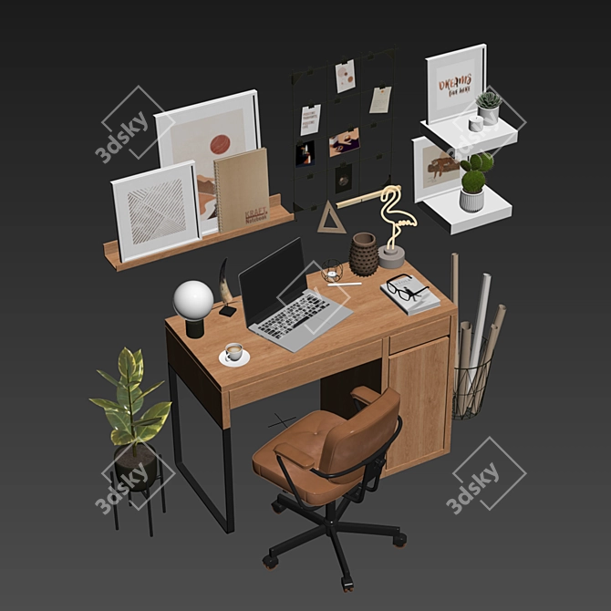 Ikea Office Oasis: Micke Table, Alefjall Chair & More 3D model image 5