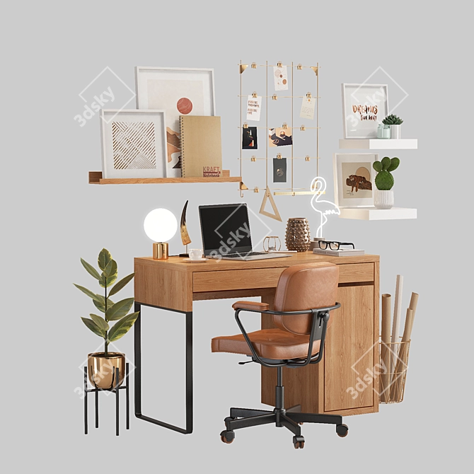 Ikea Office Oasis: Micke Table, Alefjall Chair & More 3D model image 6