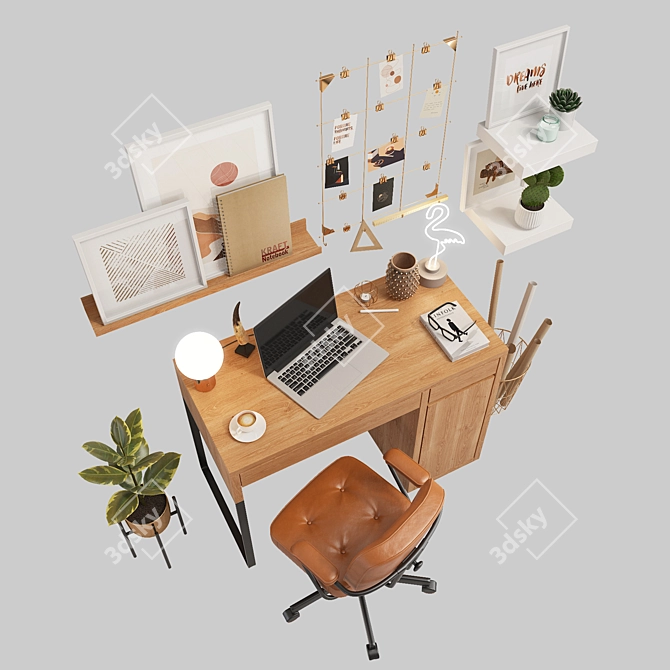 Ikea Office Oasis: Micke Table, Alefjall Chair & More 3D model image 8