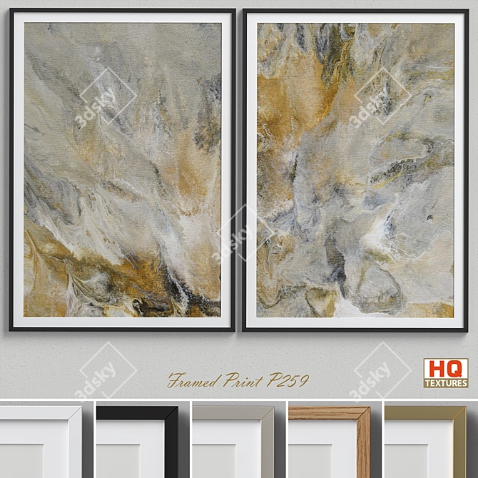 Modern Abstract Olive Framed Prints 3D model image 1