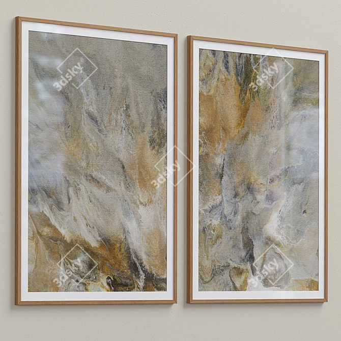 Modern Abstract Olive Framed Prints 3D model image 3