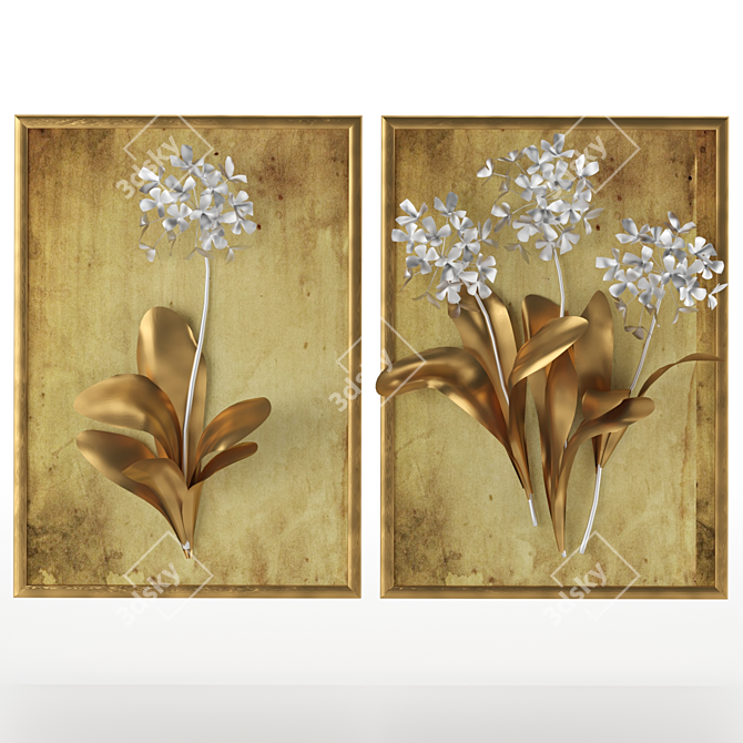 Golden Petal Frames 3D model image 1