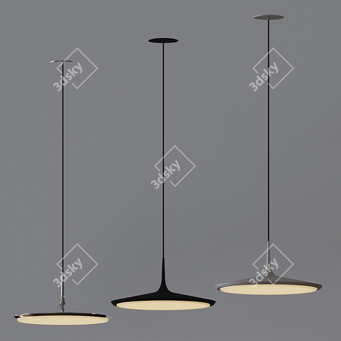 Sleek Disc LED Pendant Light 3D model image 2