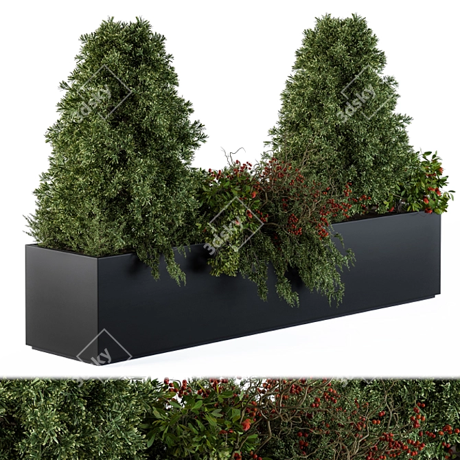 Lush Greenery: Concrete Pot Set 3D model image 1