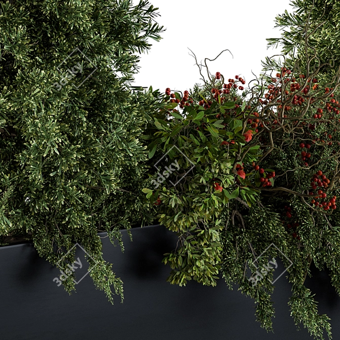 Lush Greenery: Concrete Pot Set 3D model image 2