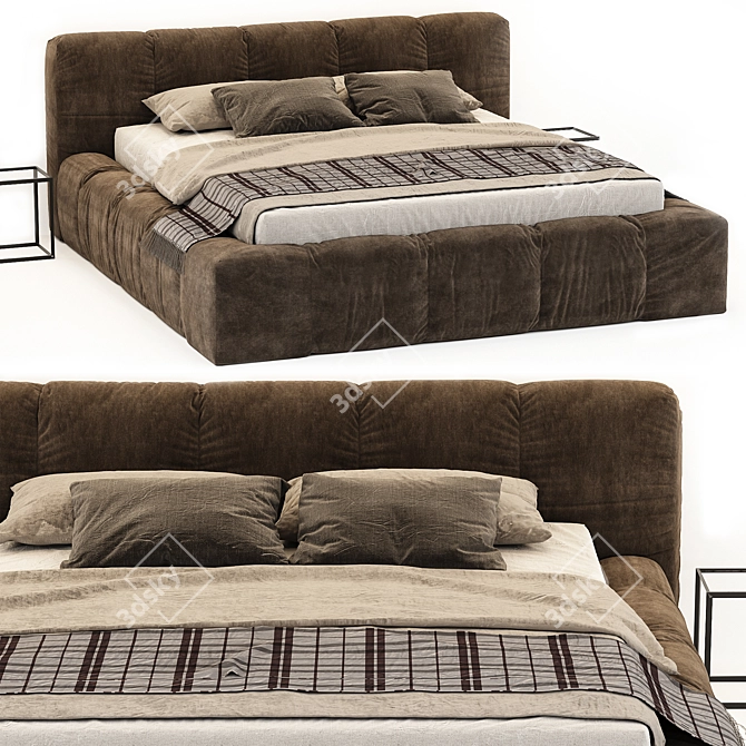 Cozy Brown Bed 3D model image 1