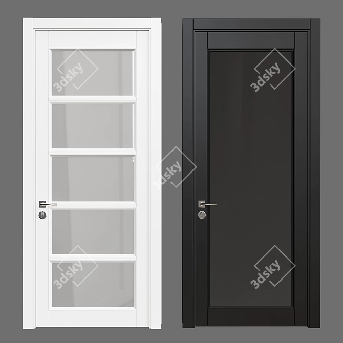 Sleek Interior Door 3D model image 1