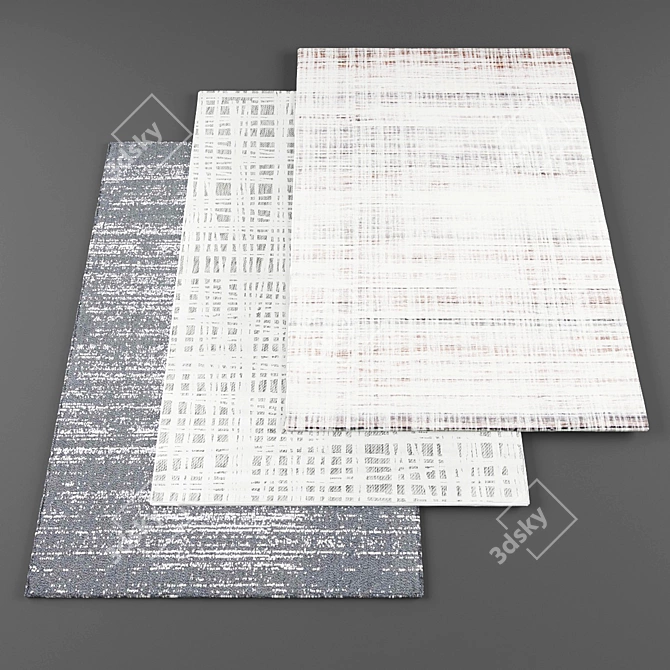 Chic Collection of 5 Texture-rich Rugs 3D model image 1