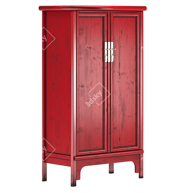 Traditional Red Chinese Cabinet 3D model image 6