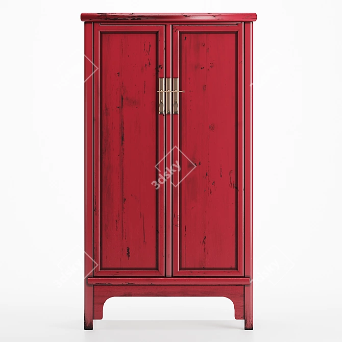 Traditional Red Chinese Cabinet 3D model image 2