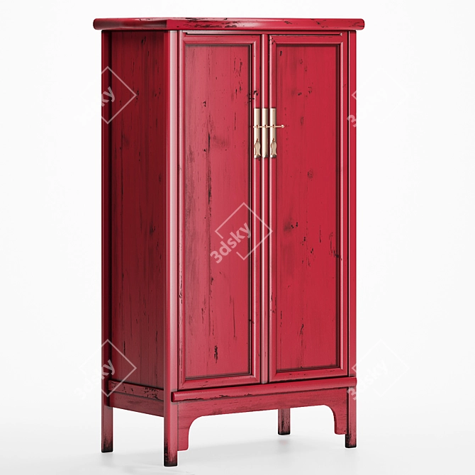Traditional Red Chinese Cabinet 3D model image 3
