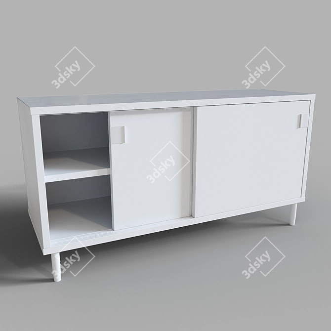 White Storage Bench 3D model image 1