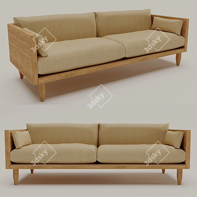 Sherwood Exposed Wood Sofa 3D model image 1