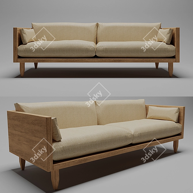 Sherwood Exposed Wood Sofa 3D model image 2