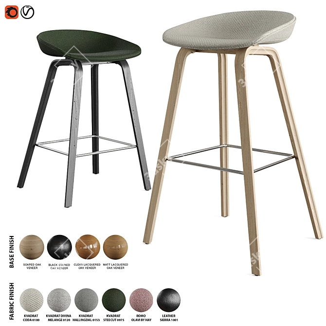 Hay AAS 33: Modern Interchangeable Barstool and Counter Stool 3D model image 1