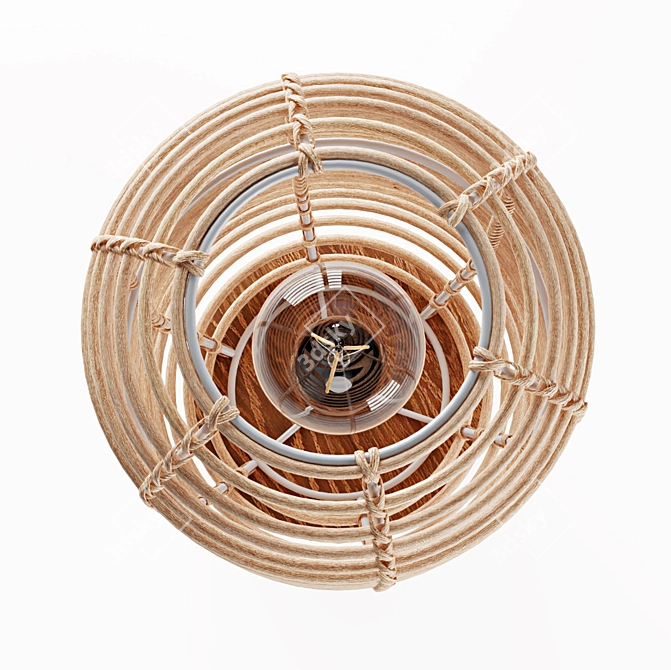 Boho-inspired Rattan Cage Table Lamp 3D model image 3