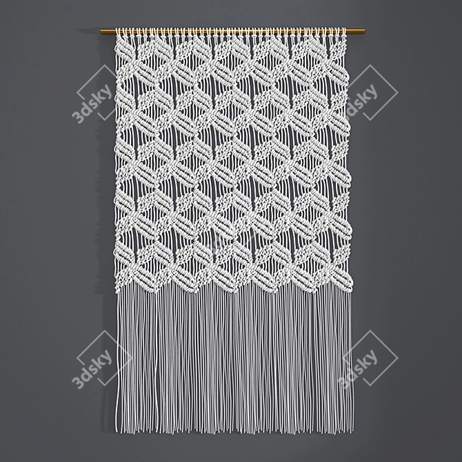 Large Boho Macrame Wall Hanging 3D model image 2