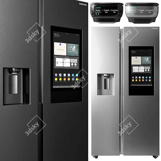 Samsung Appliance Collection: Gas Cooktop, Refrigerator, Ovens, and Hood 3D model image 2