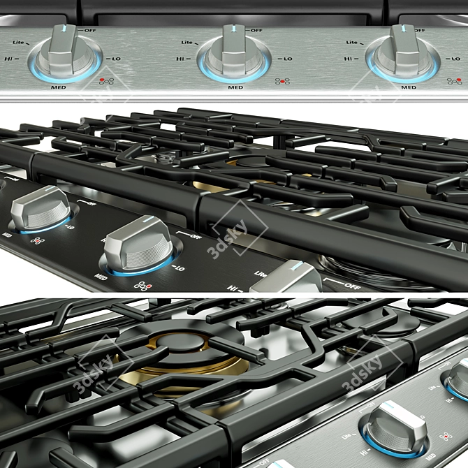 Samsung Appliance Collection: Gas Cooktop, Refrigerator, Ovens, and Hood 3D model image 4