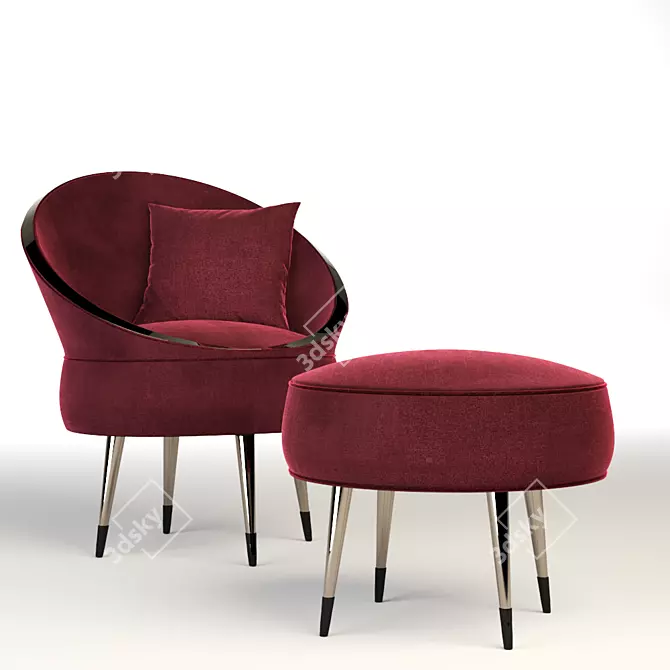 Contemporary Red Armchair: Shima-NJF 3D model image 1