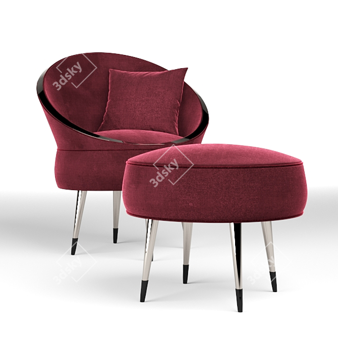 Contemporary Red Armchair: Shima-NJF 3D model image 3