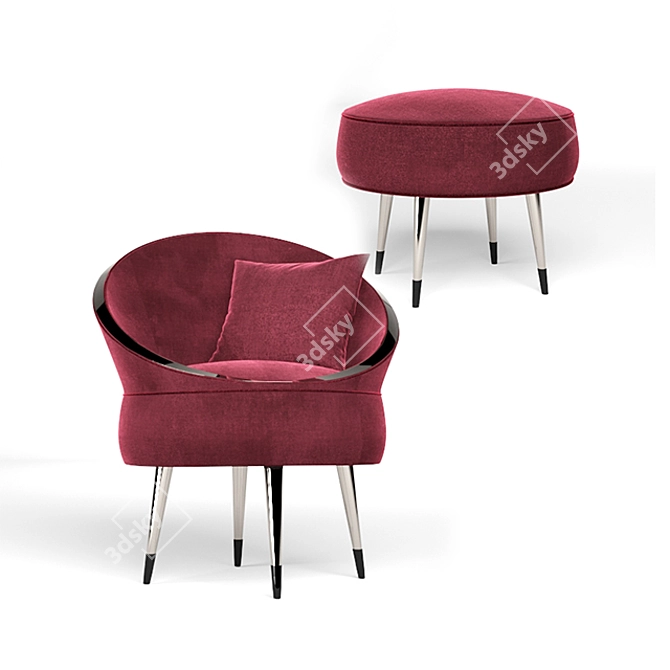 Contemporary Red Armchair: Shima-NJF 3D model image 5