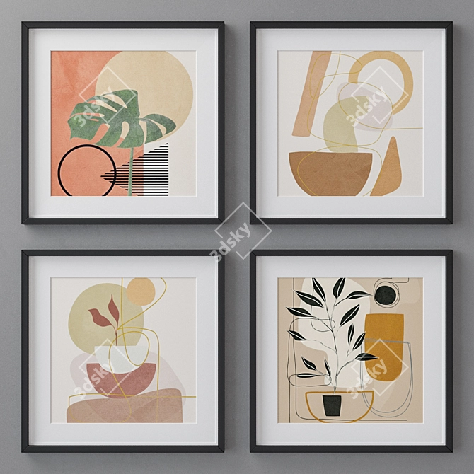 Modern Abstract Photo Frames Set 3D model image 1