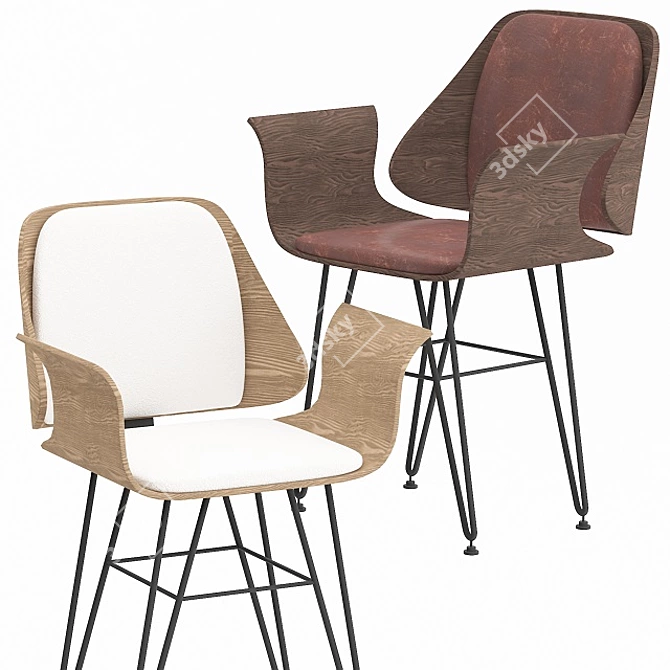 Corvus Marsala Industrial Accent Chair 3D model image 1