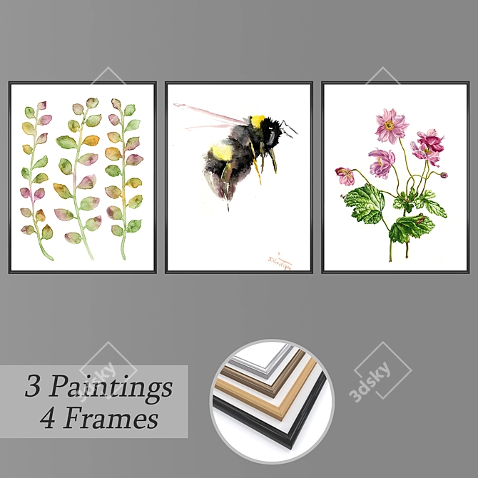 Gallery Collection: 3-Piece Wall Art Set 3D model image 1