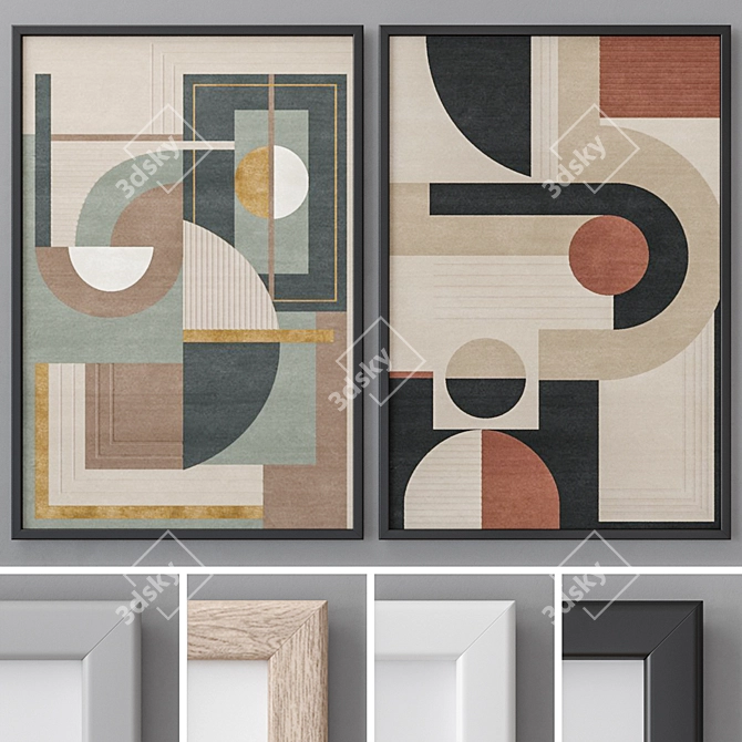 Modern Abstract Art Photo Frame Set 3D model image 1