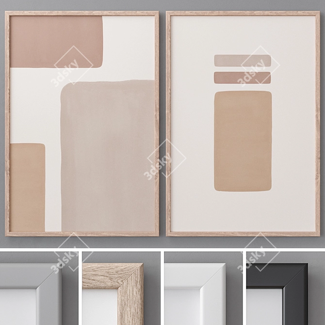 Modern Abstract Photo Frames Set 3D model image 1