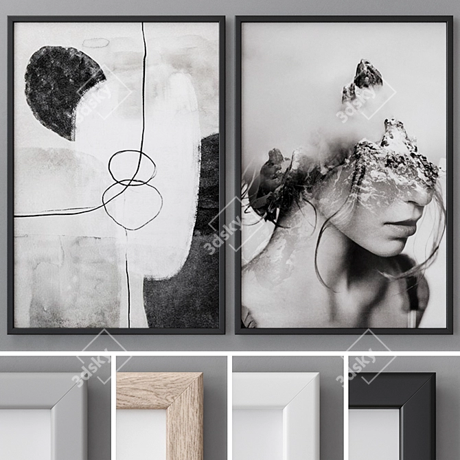 Abstract Art Photo Frames Set 3D model image 1