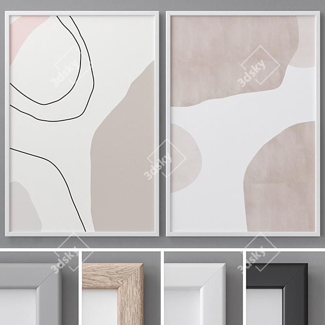 Modern Abstract Photo Frames Set 3D model image 1